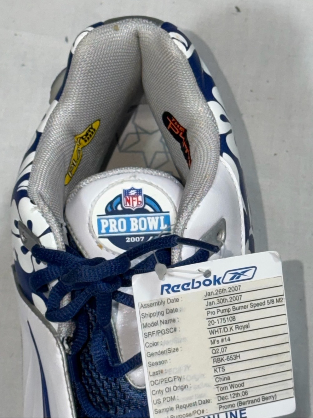 Reebok NFL Pro Bowl 2007 Football Cleats Men’s Size 14 White Blue - Picture 3 of 11